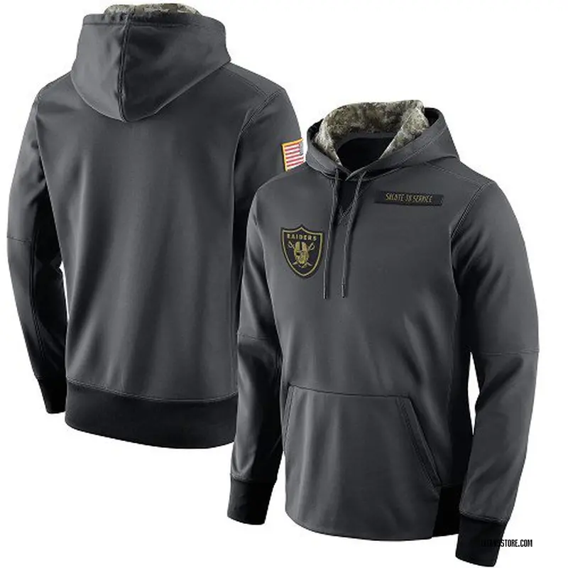 Men's Anthracite Las Vegas Raiders Salute to Service Player Performance Hoodie