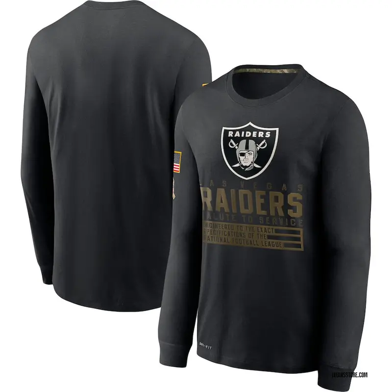 Men's Black Las Vegas Raiders 2020 Salute to Service Sideline Performance Long Sleeve T-Shirt