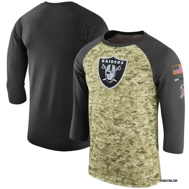 Men's Camo/Anthracite Legend Las Vegas Raiders Salute to Service 2017 Sideline Performance Three-Quarter Sleeve T-Shirt