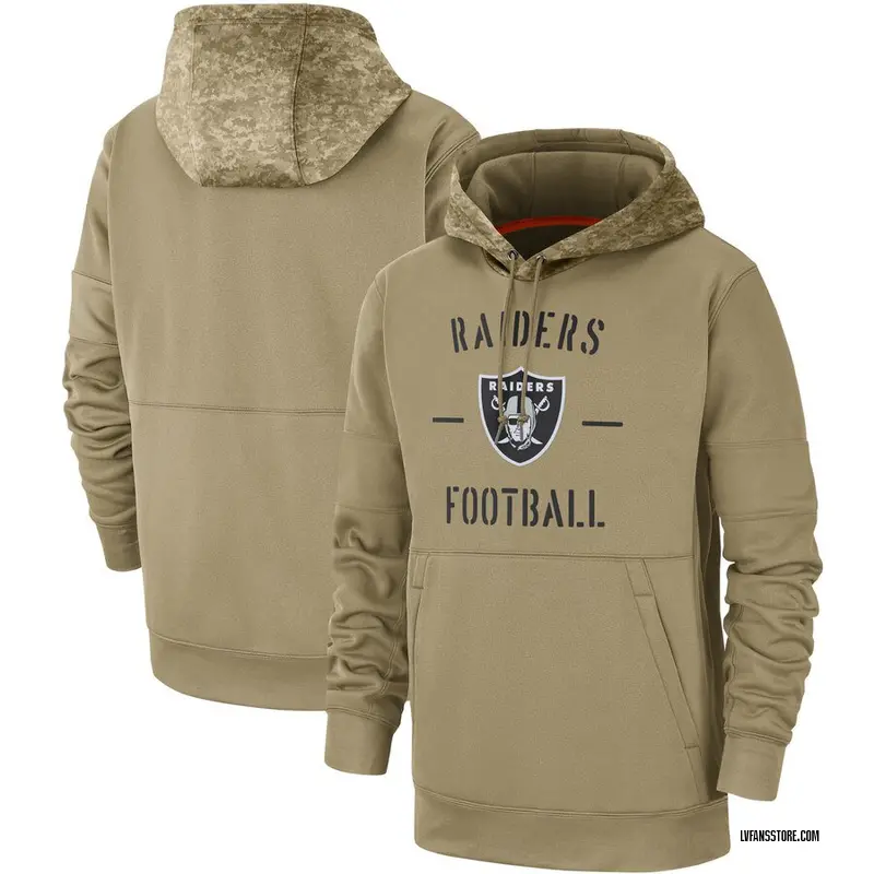 Men's Las Vegas Raiders Tan 2019 Salute to Service Sideline Therma Pullover Hoodie