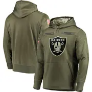 Men's Olive Las Vegas Raiders 2018 Salute to Service Sideline Therma Performance Pullover Hoodie