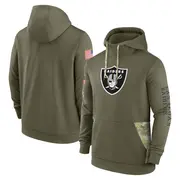 Men's Olive Las Vegas Raiders 2022 Salute to Service Therma Performance Pullover Hoodie