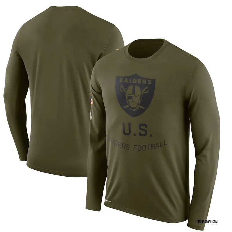 Men's Olive Legend Las Vegas Raiders 2018 Salute to Service Sideline Performance Long Sleeve T-Shirt