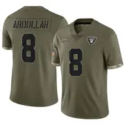 Men's Olive Limited Ameer Abdullah Las Vegas 2022 Salute To Service Jersey