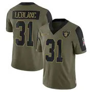 Men's Olive Limited Cre'Von LeBlanc Las Vegas 2021 Salute To Service Jersey