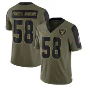 Men's Olive Limited Jackson Powers-Johnson Las Vegas 2021 Salute To Service Jersey