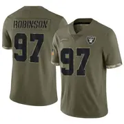 Men's Olive Limited Janarius Robinson Las Vegas 2022 Salute To Service Jersey