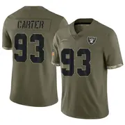 Men's Olive Limited Zach Carter Las Vegas 2022 Salute To Service Jersey