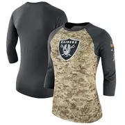 Women's Camo/Charcoal Legend Las Vegas Raiders Salute to Service 2017 Three-Quarter Raglan Sleeve T-Shirt