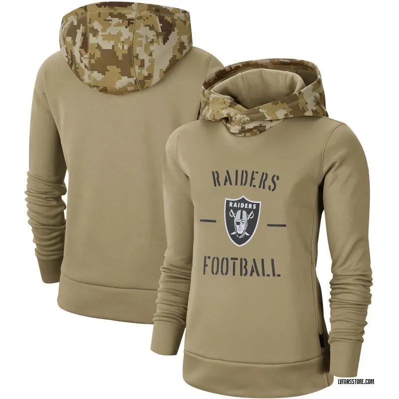 Women's Las Vegas Raiders Khaki 2019 Salute to Service Therma Pullover Hoodie