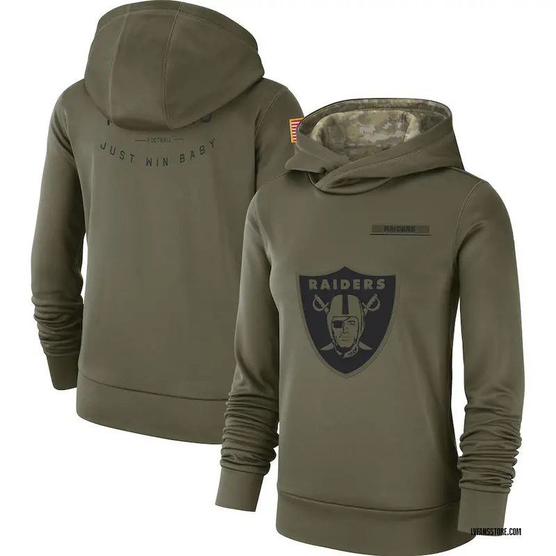 Women's Olive Las Vegas Raiders 2018 Salute to Service Team Logo Performance Pullover Hoodie