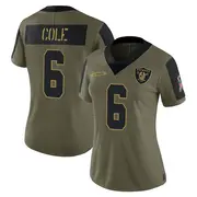 Women's Olive Limited AJ Cole Las Vegas 2021 Salute To Service Jersey