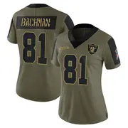 Women's Olive Limited Alex Bachman Las Vegas 2021 Salute To Service Jersey