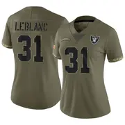 Women's Olive Limited Cre'Von LeBlanc Las Vegas 2022 Salute To Service Jersey