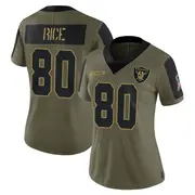 Women's Olive Limited Jerry Rice Las Vegas 2021 Salute To Service Jersey