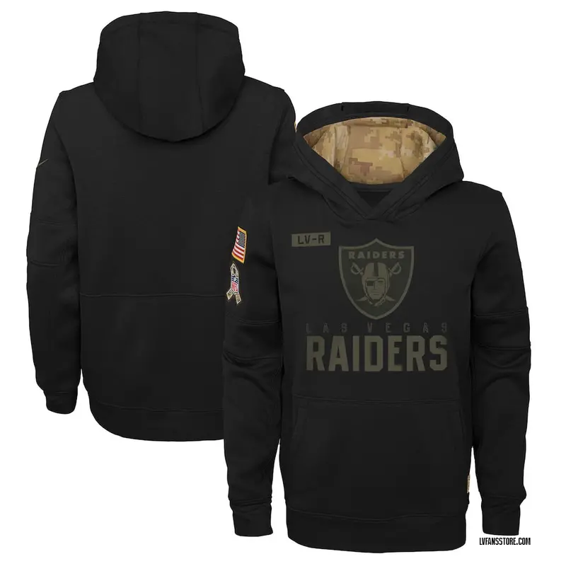 Youth Black Las Vegas Raiders 2020 Salute to Service Pullover Performance Hoodie