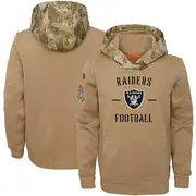 Youth Las Vegas Raiders Khaki 2019 Salute to Service Therma Pullover Hoodie