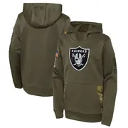 Youth Olive Las Vegas Raiders 2022 Salute to Service Performance Pullover Hoodie