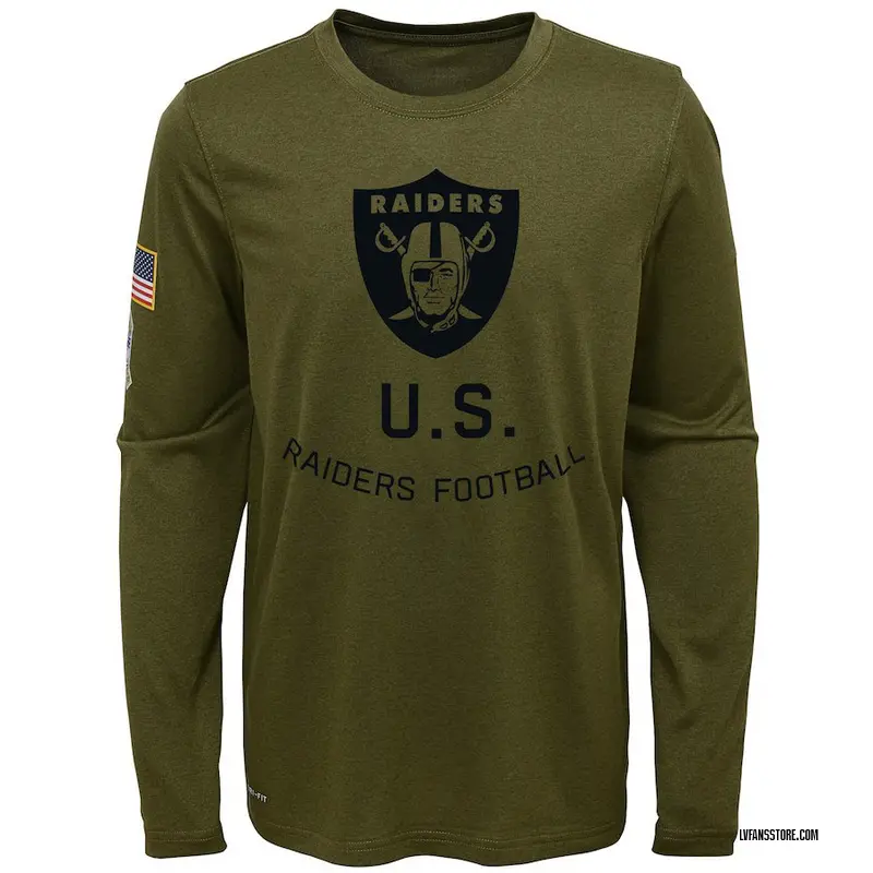 Youth Olive Legend Las Vegas Raiders 2018 Salute to Service Performance Long Sleeve T-Shirt