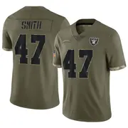 Youth Olive Limited Brandon Smith Las Vegas 2022 Salute To Service Jersey