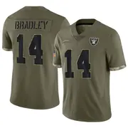 Youth Olive Limited Carter Bradley Las Vegas 2022 Salute To Service Jersey