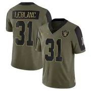 Youth Olive Limited Cre'Von LeBlanc Las Vegas 2021 Salute To Service Jersey