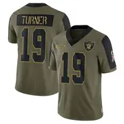 Youth Olive Limited DJ Turner Las Vegas 2021 Salute To Service Jersey