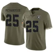 Youth Olive Limited Decamerion Richardson Las Vegas 2022 Salute To Service Jersey