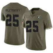 Youth Olive Limited Fred Biletnikoff Las Vegas 2022 Salute To Service Jersey