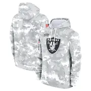 Youth White/Gray Las Vegas Raiders 2024 Salute To Service Pullover Hoodie